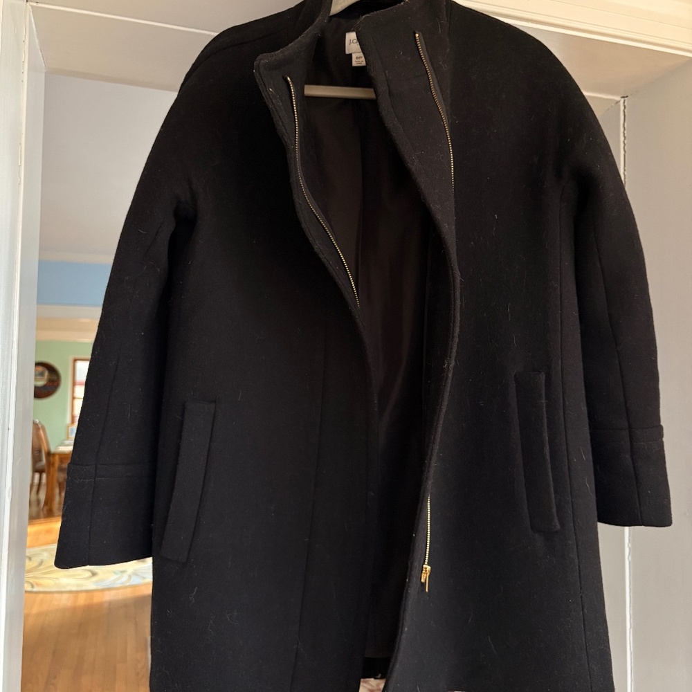 J Crew Stadium Lady Day Midnight Black Wool Coat--8P